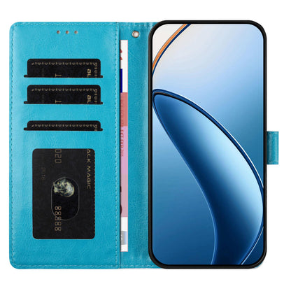 For OPPO A78 Hearts Pattern Buckle Vegan Leather Phone Case with Strap - Blue Hearts - EDA009716208E