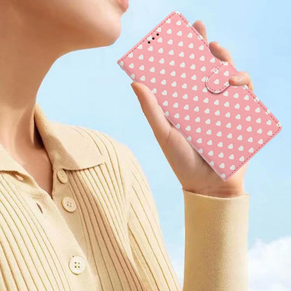For OPPO A98 Hearts Pattern Buckle Vegan Leather Phone Case with Strap - Pink Hearts - EDA009716210B