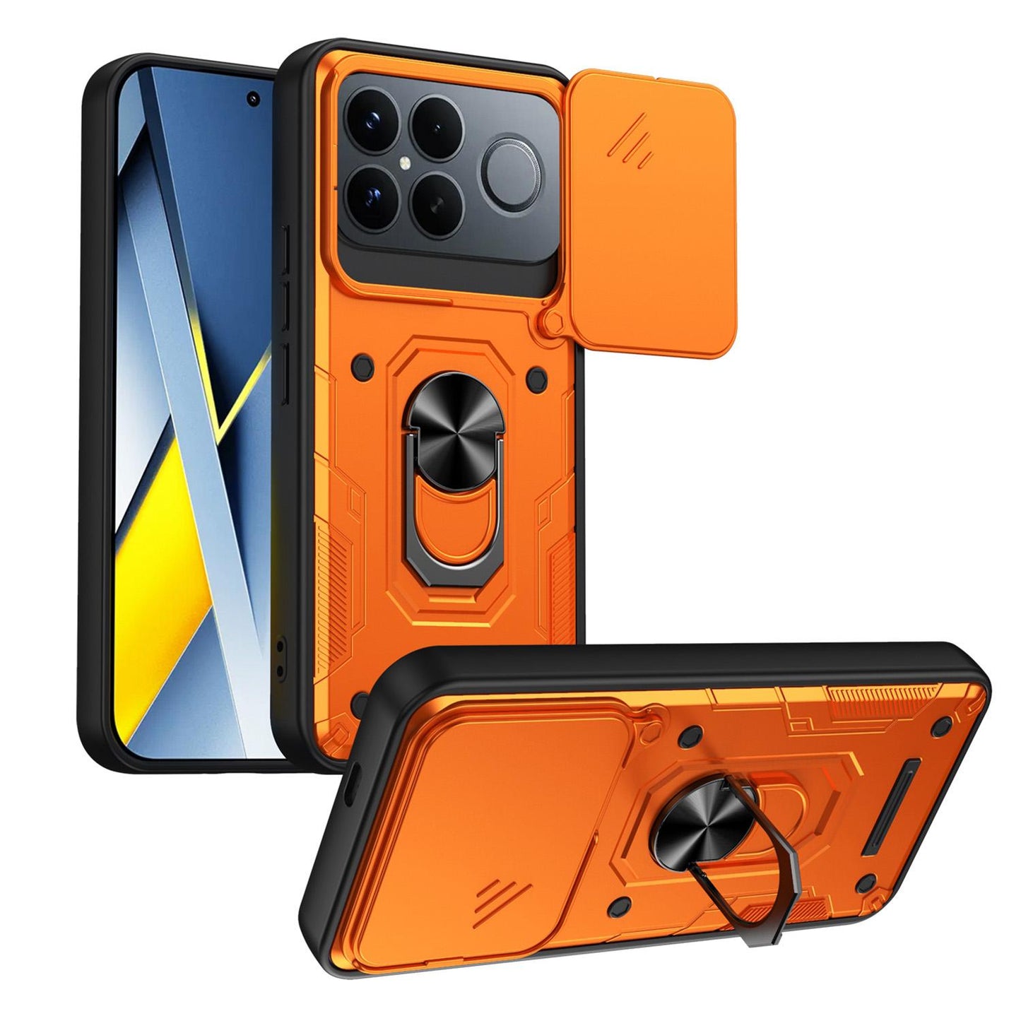 For Redmi K90 Pro Max / Poco F8 Ultra Nanshan Armor Sliding Camshield Ring Holder Phone Case(Orange)