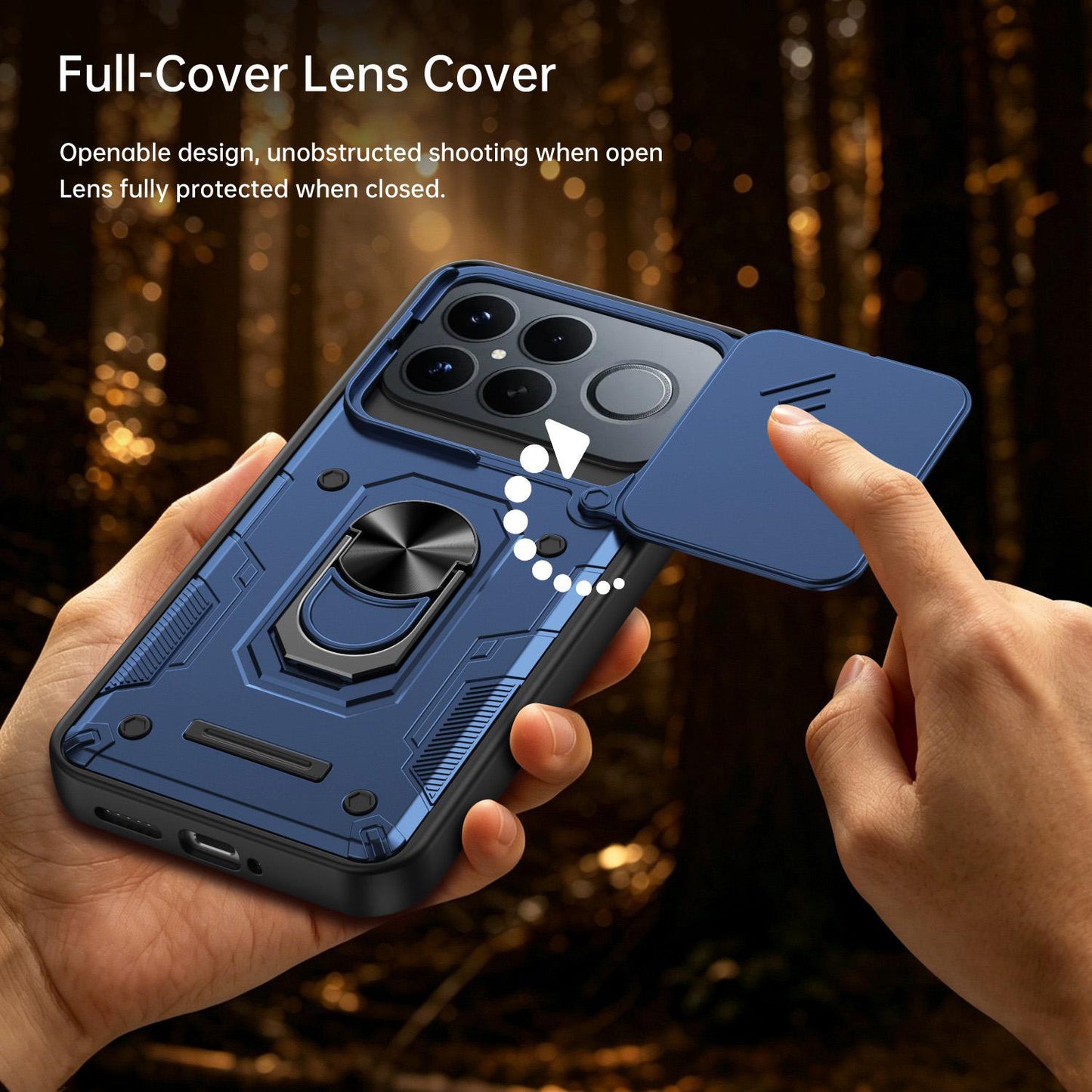 For Redmi K90 Pro Max / Poco F8 Ultra Nanshan Armor Sliding Camshield Ring Holder Phone Case(Orange)