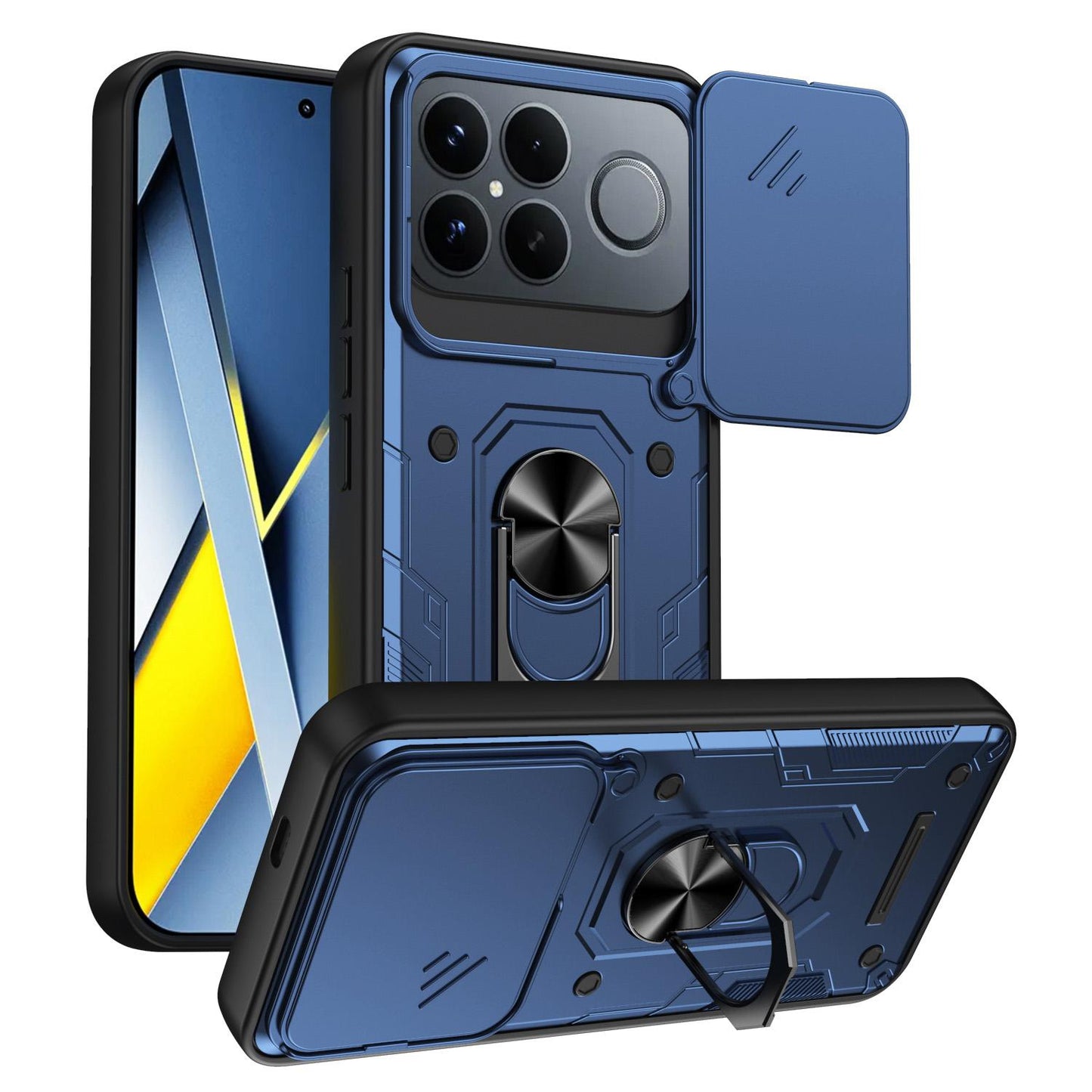 For Redmi K90 Pro Max / Poco F8 Ultra Nanshan Armor Sliding Camshield Ring Holder Phone Case(Blue)