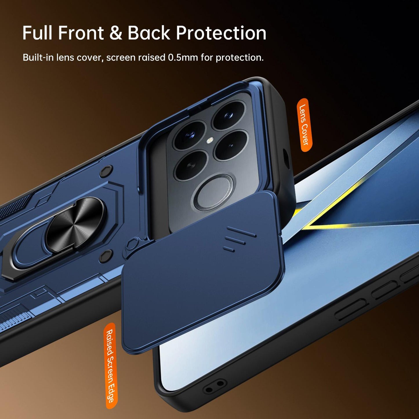 For Redmi K90 Pro Max / Poco F8 Ultra Nanshan Armor Sliding Camshield Ring Holder Phone Case(Blue)