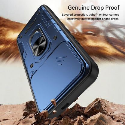 For Redmi K90 Pro Max / Poco F8 Ultra Nanshan Armor Sliding Camshield Ring Holder Phone Case(Blue)