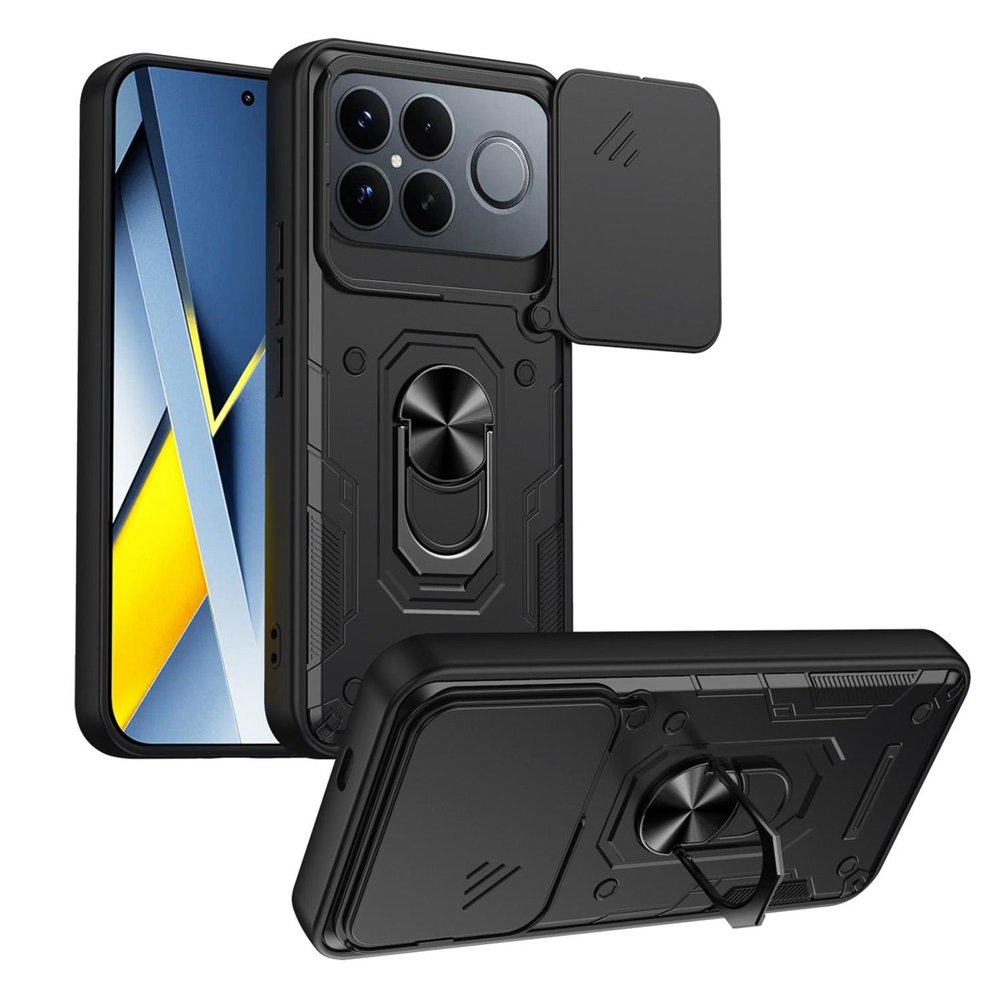 For Redmi K90 Pro Max / Poco F8 Ultra Nanshan Armor Sliding Camshield Ring Holder Phone Case(Black)