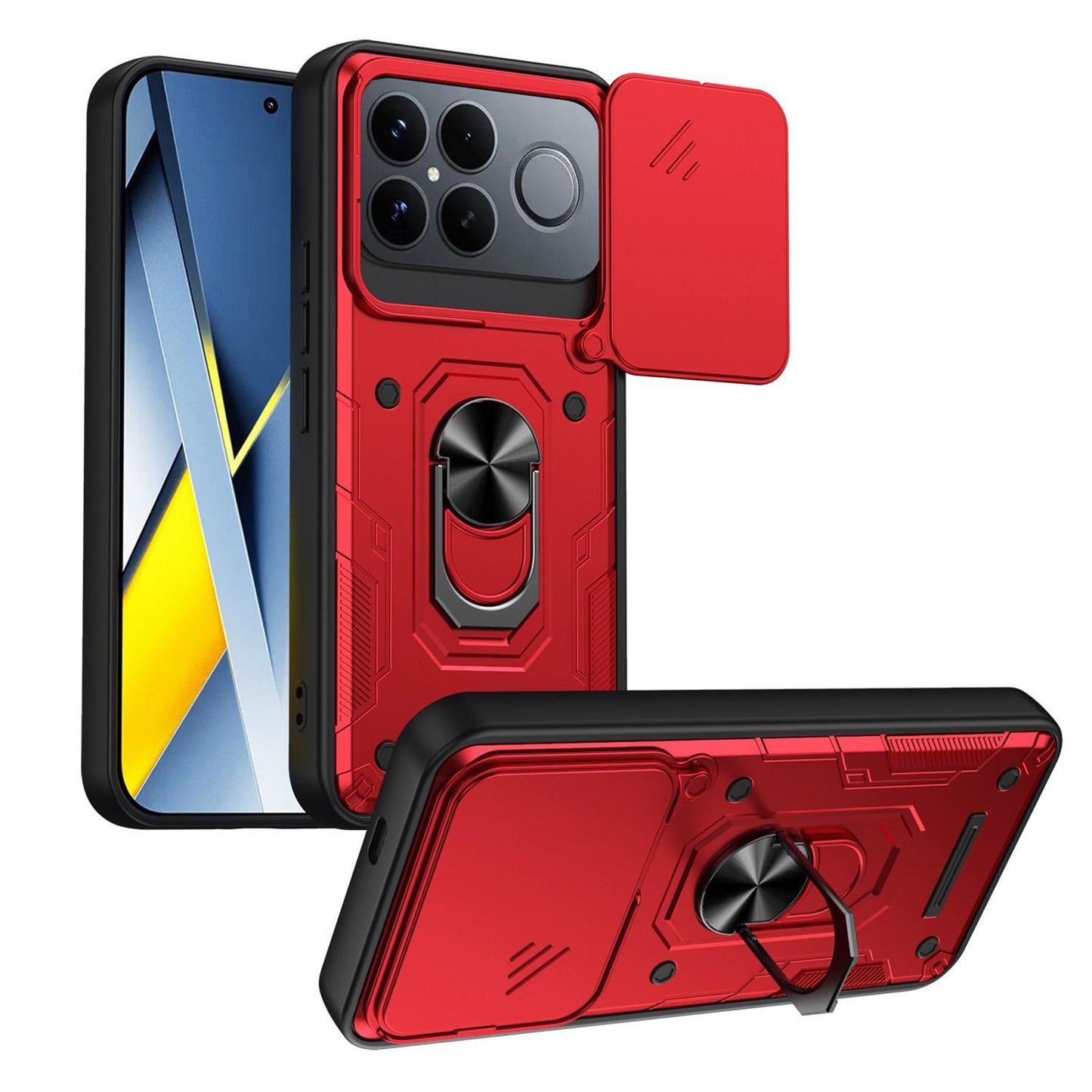 For Redmi K90 Pro Max / Poco F8 Ultra Nanshan Armor Sliding Camshield Ring Holder Phone Case(Red)