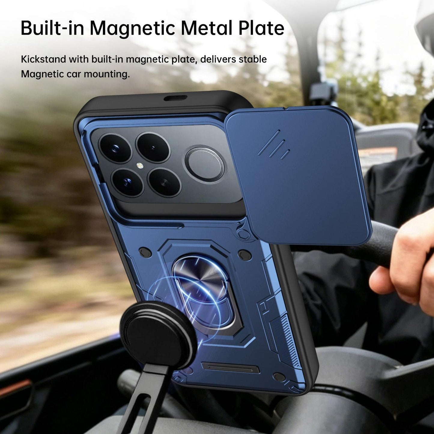 For Redmi K90 Pro Max / Poco F8 Ultra Nanshan Armor Sliding Camshield Ring Holder Phone Case(Purple)
