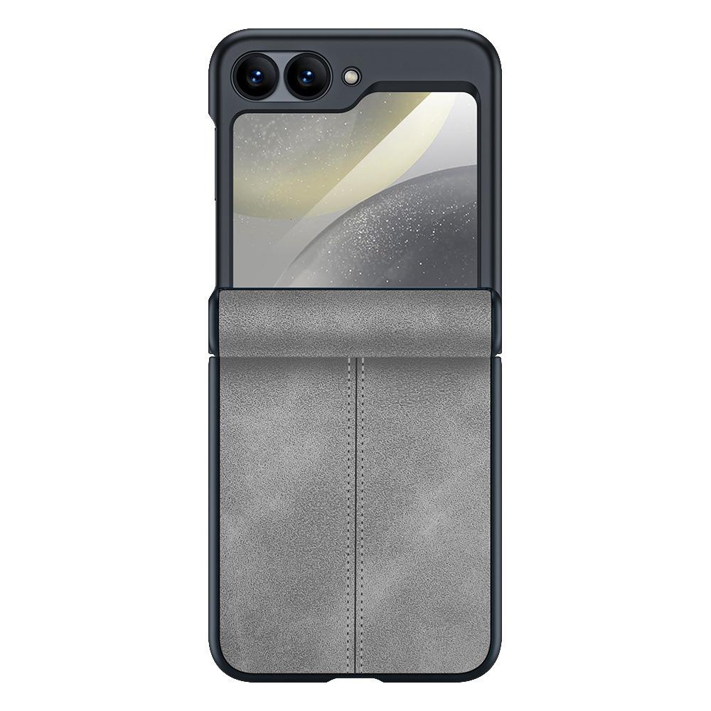For Galaxy Z Flip6 5G Film Integrated Sheepskin Texture Stitched Magnetic Hinge Phone Case - Grey - EDA009716501B