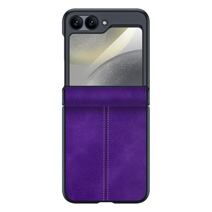 For Galaxy Z Flip6 5G Film Integrated Sheepskin Texture Stitched Magnetic Hinge Phone Case - Purple - EDA009716501E