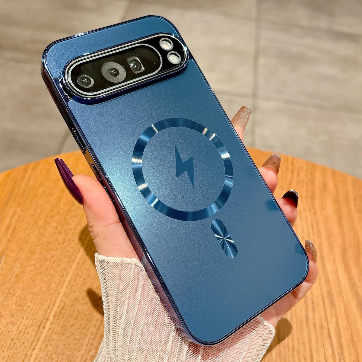 For Google Pixel 9 Pro XL Vacuum Electroplated Magnetic Phone Case - Navy Blue - EDA009716602D