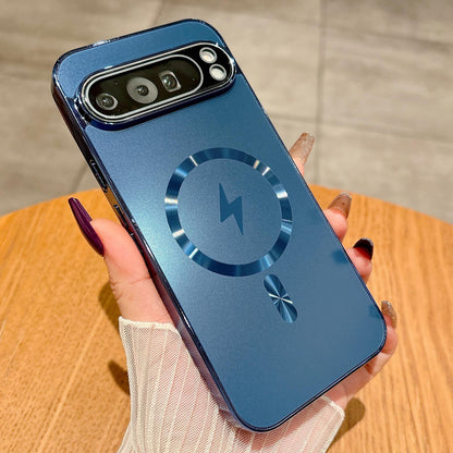 For Google Pixel 9 Pro XL Vacuum Electroplated Magnetic Phone Case - Navy Blue - EDA009716602D