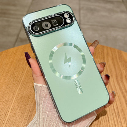 For Google Pixel 9 Pro XL Vacuum Electroplated Magnetic Phone Case - Green - EDA009716602F