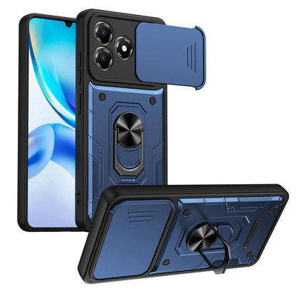 For ZTE Blade A36 4G / 5G Nanshan Armor Sliding Camshield Ring Holder Phone Case - Blue - EDA009716801B