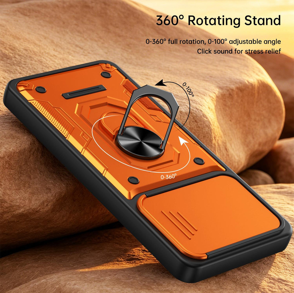 For ZTE Blade A36 4G / 5G Nanshan Armor Sliding Camshield Ring Holder Phone Case - Red - EDA009716801D