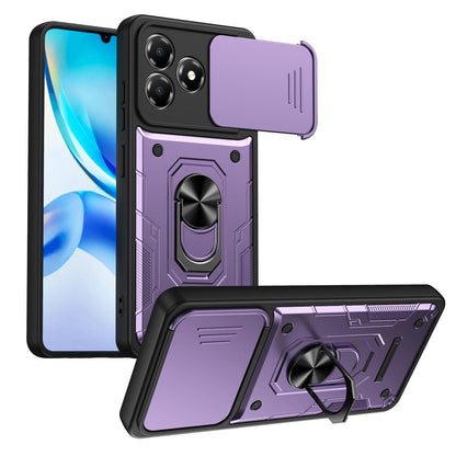 For ZTE Blade A36 4G / 5G Nanshan Armor Sliding Camshield Ring Holder Phone Case - Purple - EDA009716801E