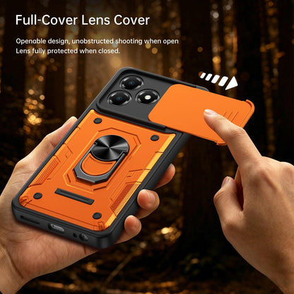 For ZTE Blade A36 4G / 5G Nanshan Armor Sliding Camshield Ring Holder Phone Case - Purple - EDA009716801E