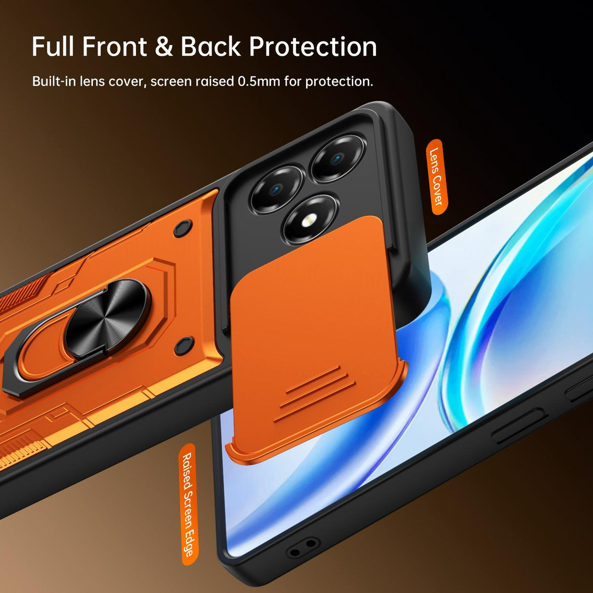 For ZTE Blade A36 4G / 5G Nanshan Armor Sliding Camshield Ring Holder Phone Case - Purple - EDA009716801E