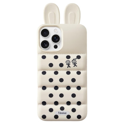 For iPhone 12 Pro Max Bunny Ears Puffer Dots Figure TPU Phone Case - White - EDA009717001B