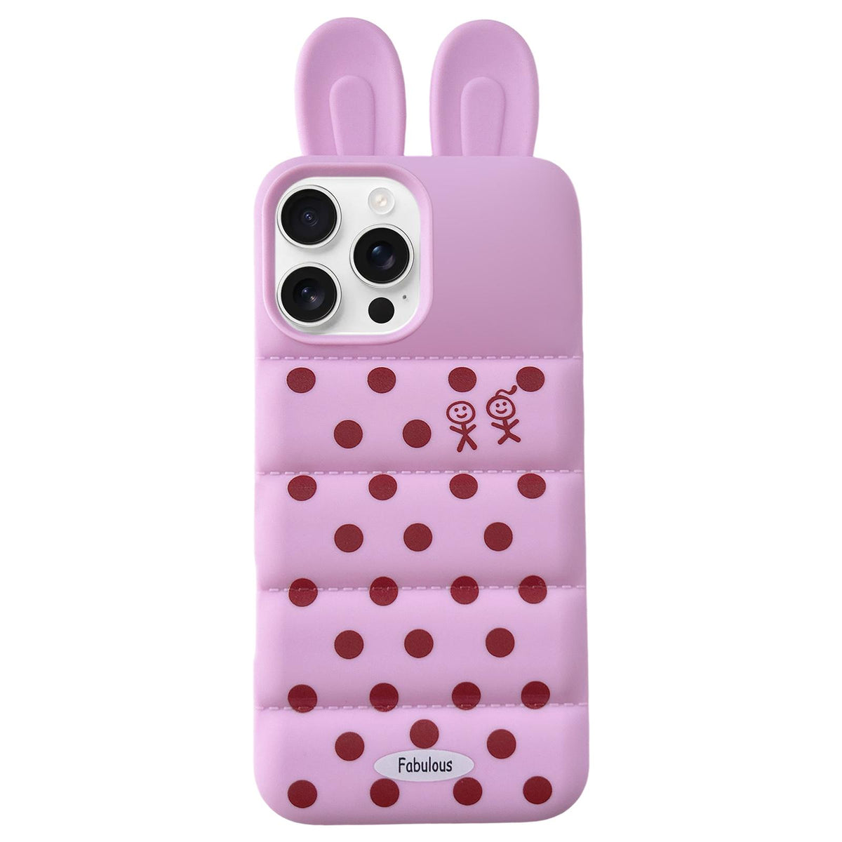 For iPhone 12 Pro Max Bunny Ears Puffer Dots Figure TPU Phone Case - Rose Red - EDA009717001C