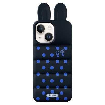 For iPhone 13 Bunny Ears Puffer Dots Figure TPU Phone Case - Black - EDA009717002D