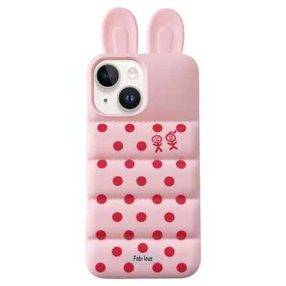 For iPhone 13 Bunny Ears Puffer Dots Figure TPU Phone Case - Pink - EDA009717002E