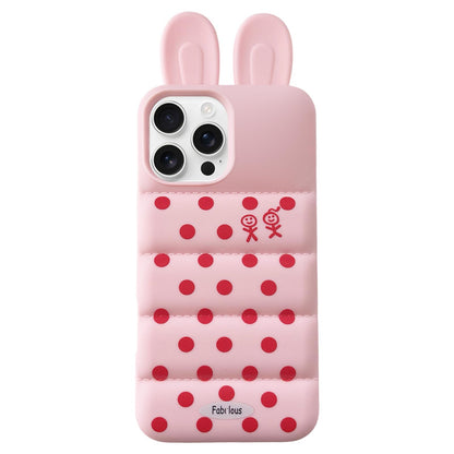 For iPhone 14 Pro Bunny Ears Puffer Dots Figure TPU Phone Case - Pink - EDA009717005E