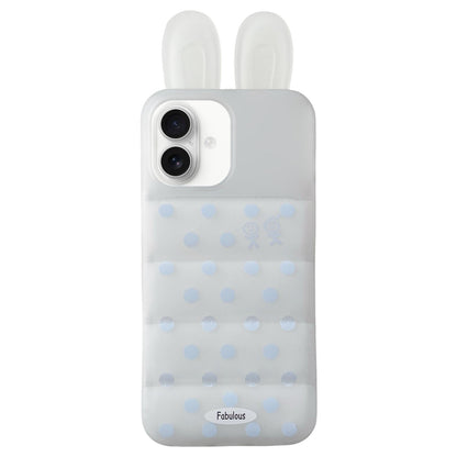 For iPhone 16 Bunny Ears Puffer Dots Figure TPU Phone Case - Translucent - EDA009717010A
