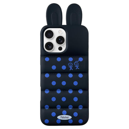 For iPhone 16 Pro Max Bunny Ears Puffer Dots Figure TPU Phone Case - Black - EDA009717012D