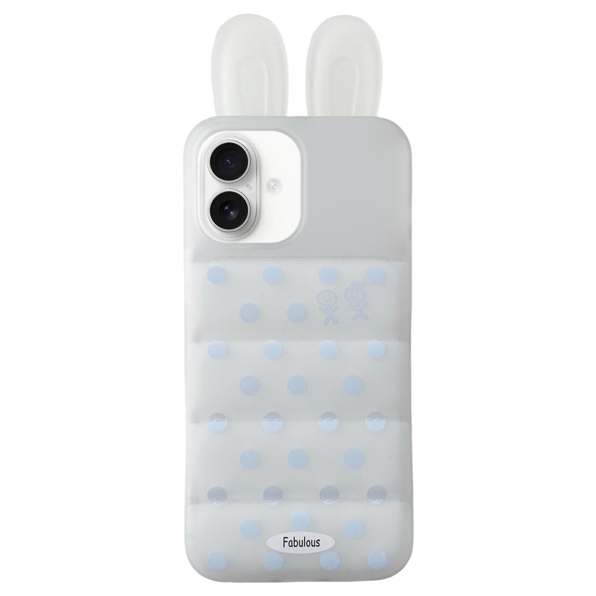 For iPhone 17 Bunny Ears Puffer Dots Figure TPU Phone Case - Translucent - EDA009717013A
