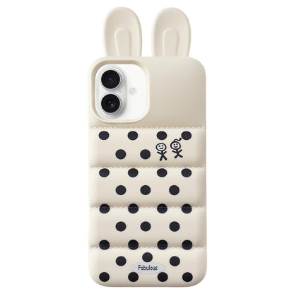 For iPhone 17 Bunny Ears Puffer Dots Figure TPU Phone Case - White - EDA009717013B