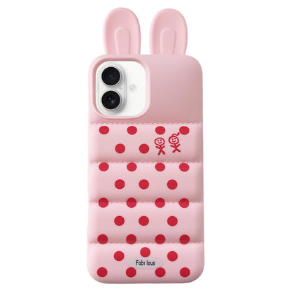 For iPhone 17 Bunny Ears Puffer Dots Figure TPU Phone Case - Pink - EDA009717013E