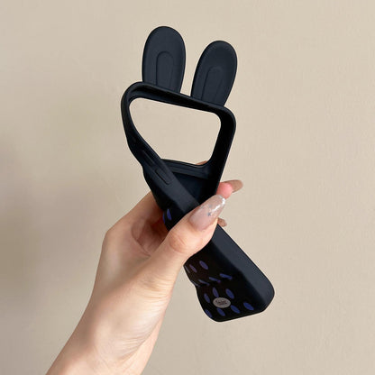 For iPhone 13 Bunny Ears Puffer Dots Figure TPU Phone Case - White - EDA009717002B