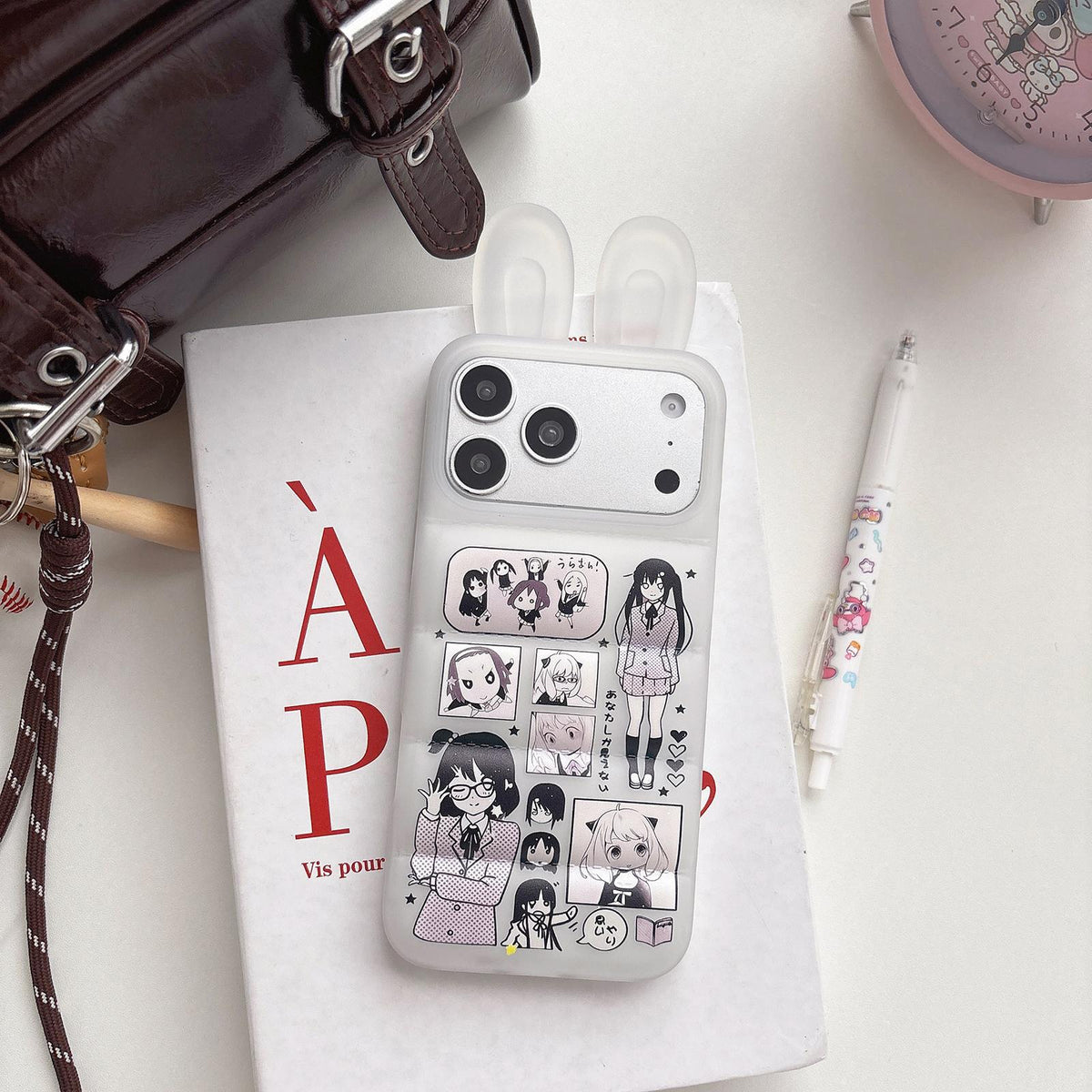 For iPhone 14 Pro Max Bunny Ears Puffer Cartoon Characters TPU Phone Case - Blazer Girl - EDA009717406C
