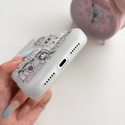 For iPhone 16 Pro Bunny Ears Puffer Cartoon Characters TPU Phone Case - Hearted Girl - EDA009717411A