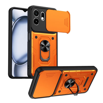 For Itel A100C 4G Nanshan Armor Sliding Camshield Ring Holder Phone Case - Orange - EDA009718102A