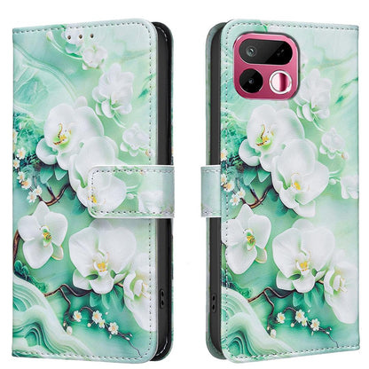 For Realme 16T 5G BF42 Color Painting Leather Phone Case - Pink Flower - EDA009718301A