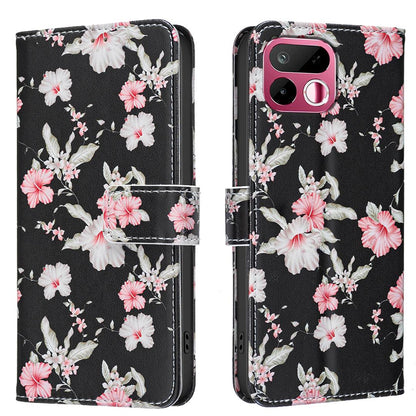 For Realme 16T 5G BF42 Color Painting Leather Phone Case - Red Flower - EDA009718301B