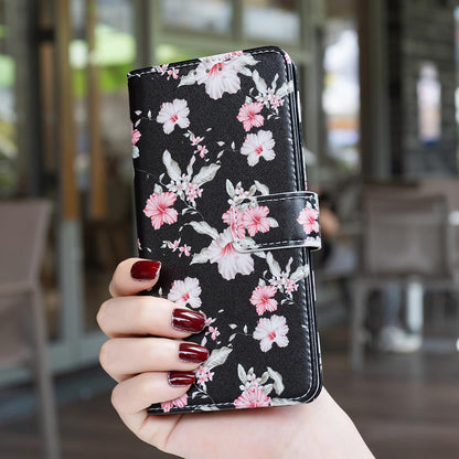 For Realme 16T 5G BF42 Color Painting Leather Phone Case - Red Flower - EDA009718301B