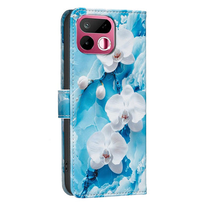 For Realme 16T 5G BF42 Color Painting Leather Phone Case - Blue Flower - EDA009718301C
