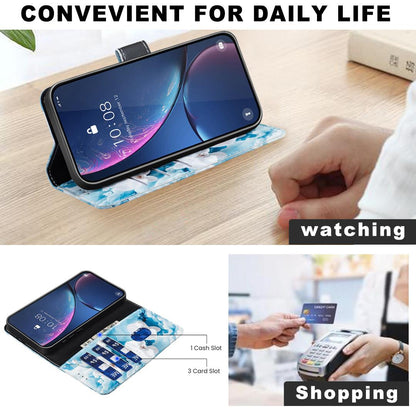 For Realme 16T 5G BF42 Color Painting Leather Phone Case - Blue Flower - EDA009718301C