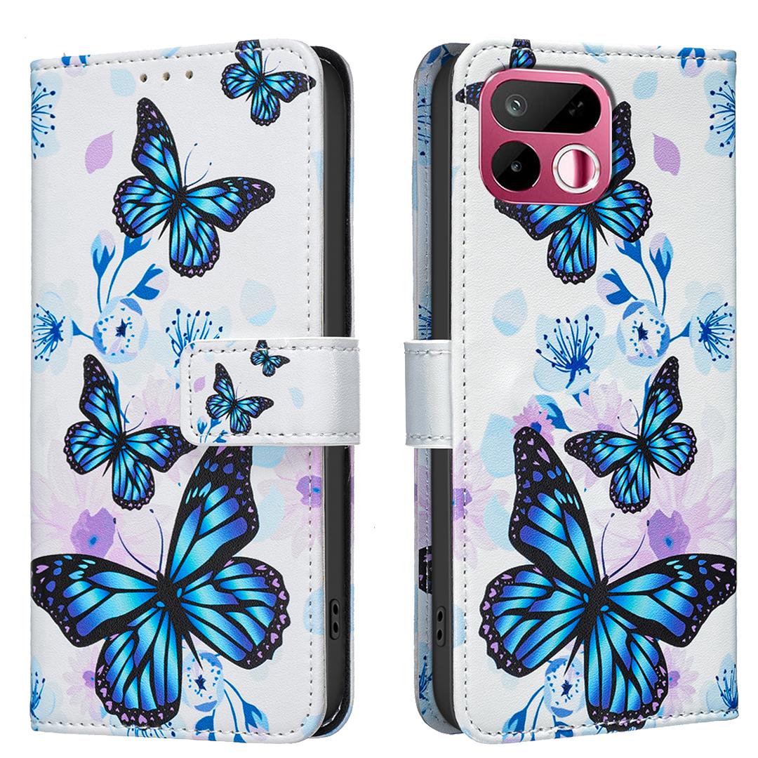For Realme 16T 5G BF42 Color Painting Leather Phone Case - Blue Butterfly - EDA009718301H