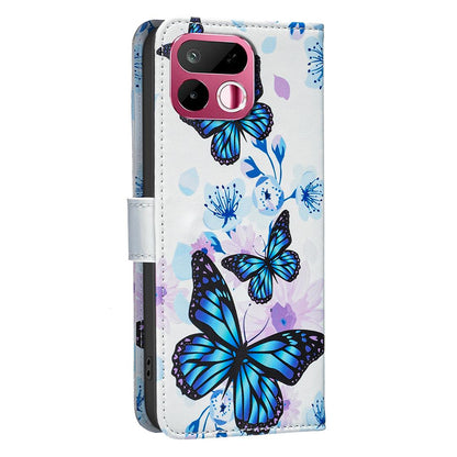For Realme 16T 5G BF42 Color Painting Leather Phone Case - Blue Butterfly - EDA009718301H