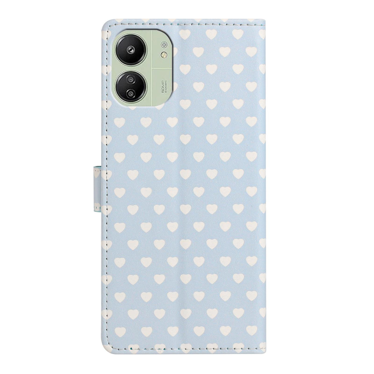 For Redmi 13C 5G Hearts Pattern Buckle Vegan Leather Phone Case with Strap - Blue Hearts - EDA009718701E