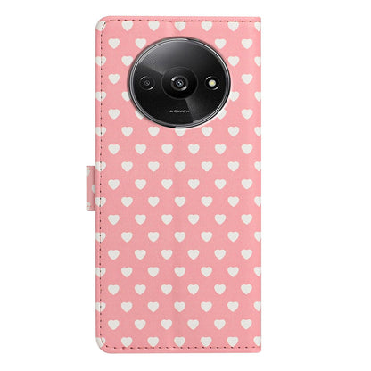 For Redmi A3 Hearts Pattern Buckle Vegan Leather Phone Case with Strap - Pink Hearts - EDA009718703B