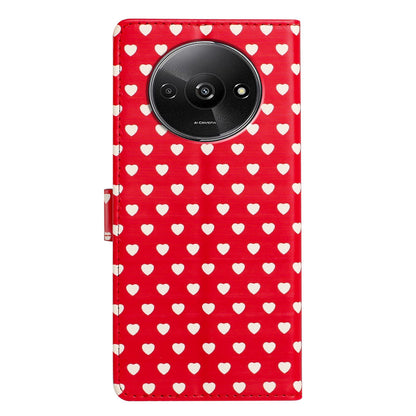 For Redmi A3 Hearts Pattern Buckle Vegan Leather Phone Case with Strap - Red Hearts - EDA009718703C
