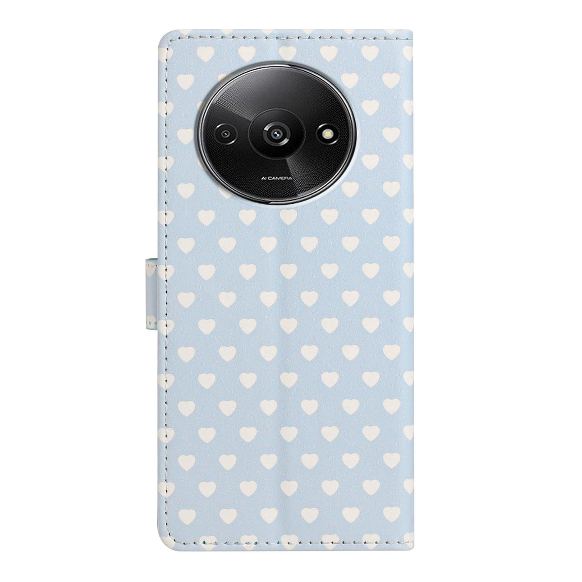 For Redmi A3 Hearts Pattern Buckle Vegan Leather Phone Case with Strap - Blue Hearts - EDA009718703E