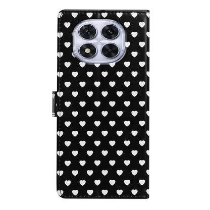 For Redmi Note 14 Pro 4G Hearts Pattern Buckle Vegan Leather Phone Case with Strap - Black Hearts - EDA009718705A