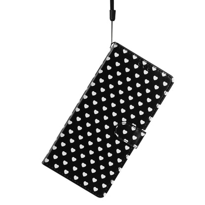 For Redmi Note 14 Pro 4G Hearts Pattern Buckle Vegan Leather Phone Case with Strap - Black Hearts - EDA009718705A