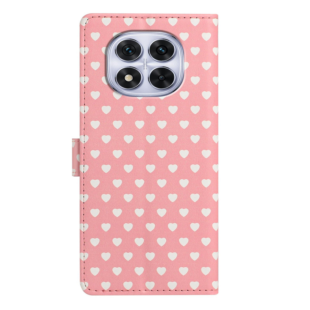 For Redmi Note 14 Pro 4G Hearts Pattern Buckle Vegan Leather Phone Case with Strap - Pink Hearts - EDA009718705B