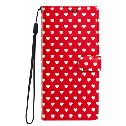 For Redmi Note 14 Pro 4G Hearts Pattern Buckle Vegan Leather Phone Case with Strap - Red Hearts - EDA009718705C