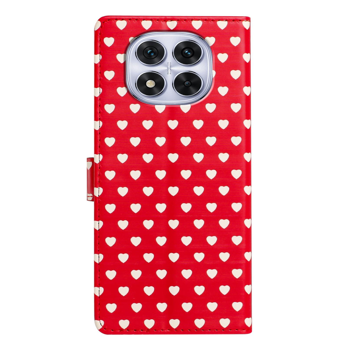 For Redmi Note 14 Pro 4G Hearts Pattern Buckle Vegan Leather Phone Case with Strap - Red Hearts - EDA009718705C